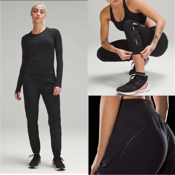 lululemon athletica Pants - Lululemon Adapted State High Rise Jogger *Airflow” Leg Slits Black Color SZ 10